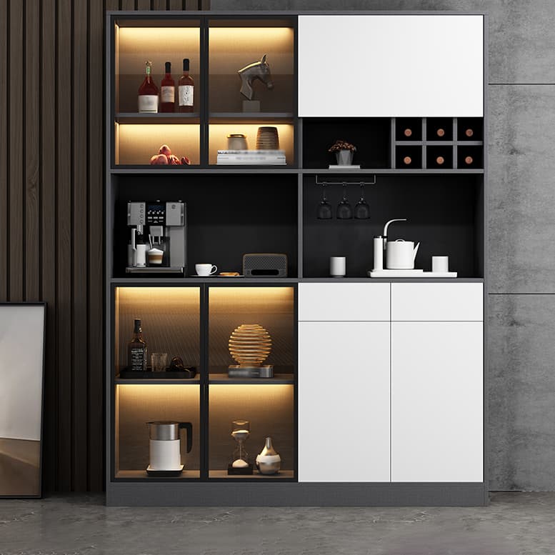 Wood Living Room Sideboard Cabinet Modern Credenza with Storage and Glass Door thumbnail 14