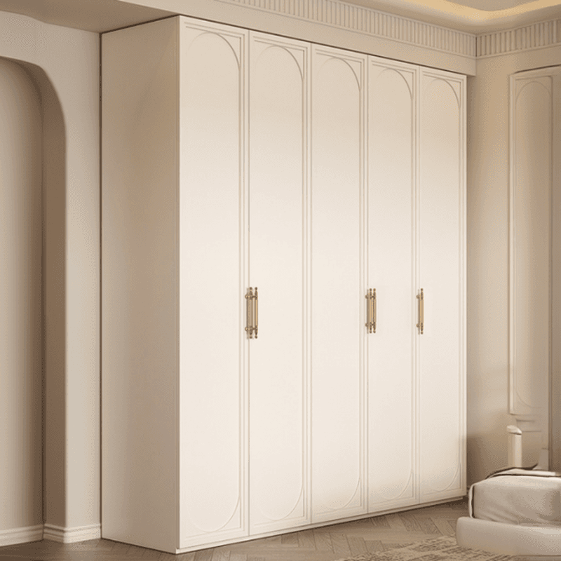 White Minimalist Laminate Wardrobe Closet with Compartments, Soft Close Door, Interior Shelves, and Clothing Rod thumbnail 2