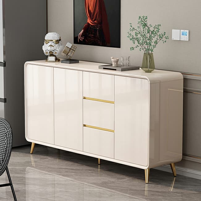 Elegant Wood Buffet with 3 Drawers and Cabinets for Kitchen Storage