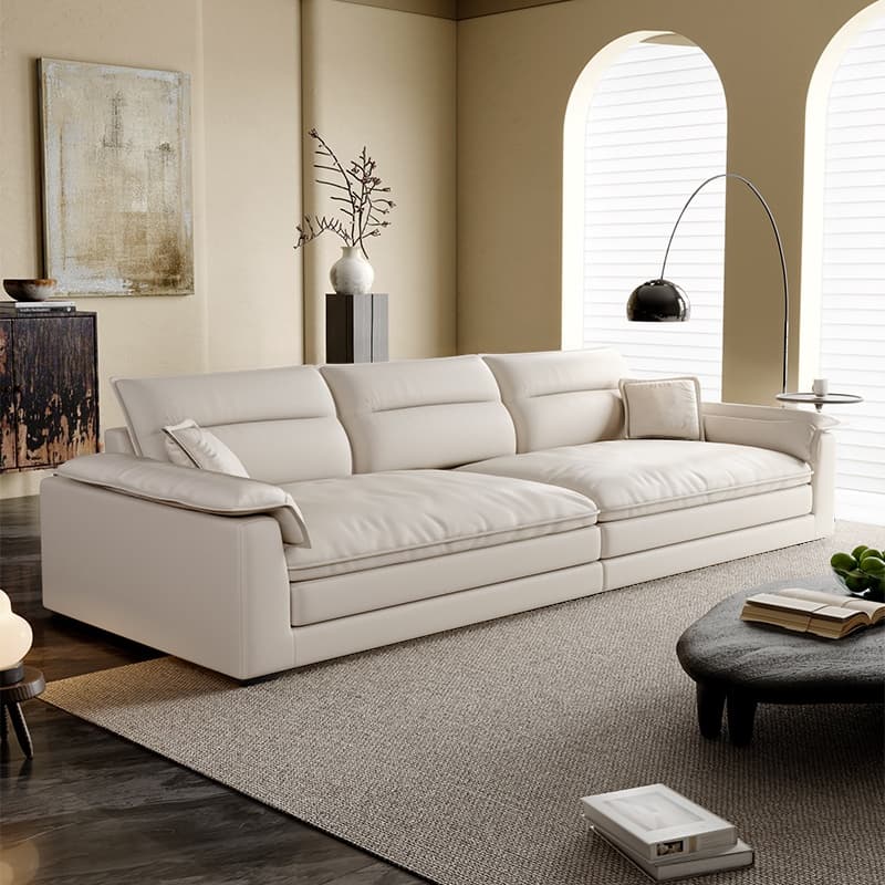 Modish Solid Color Water Resistant Standard Sofa in Light Gray/White/Light Brown with Seats 3/2-seater and 2 Pillows thumbnail 7