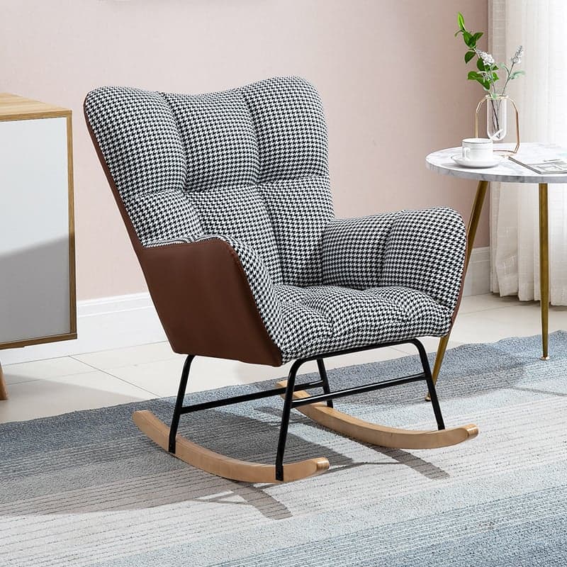 Contemporary Alloy Cushioned Living Room Rocking Chair 2 Piece Set with Footstool & Recessed Arm thumbnail 4