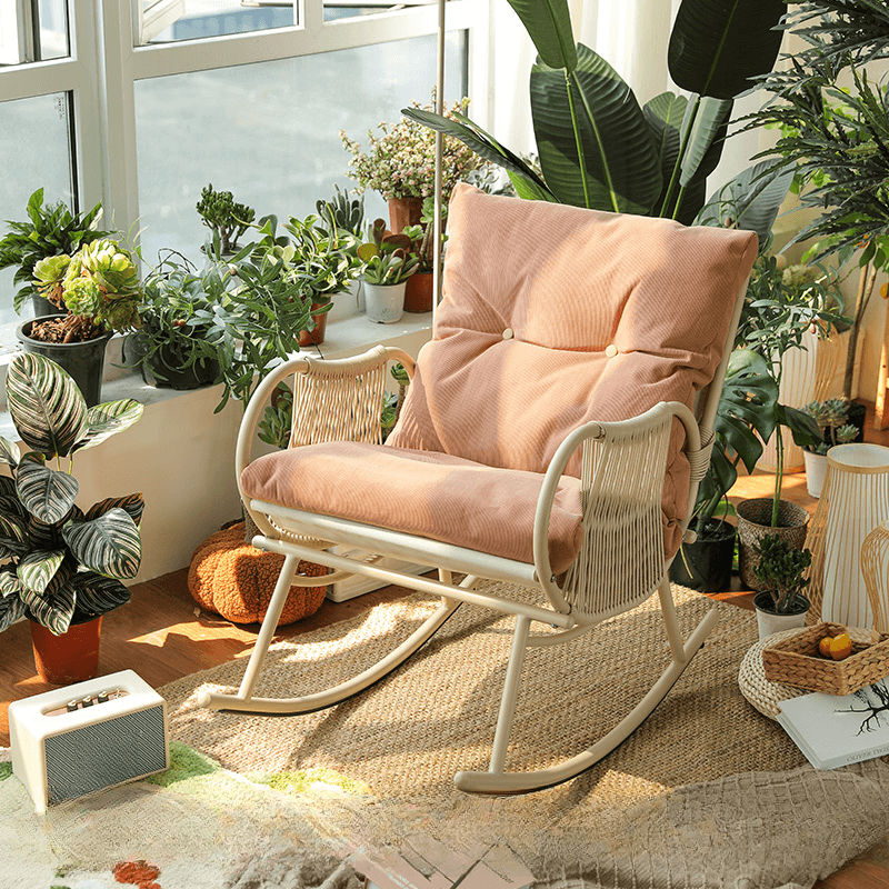 Art Deco Alloy Rocking Chair with Upholstered Track Arm thumbnail 2