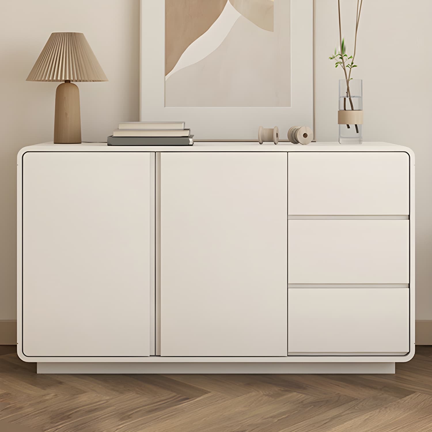 Modern White Double Dresser with Drawers and Soft Close Glides