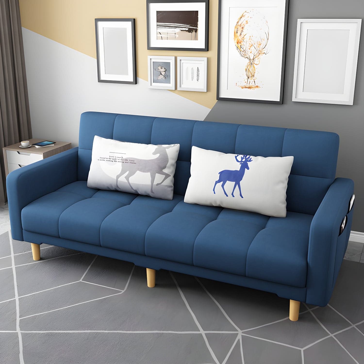 Square Arm Modern Storage Sofa with Biscuit Back Convertible Sofa for Living Room thumbnail 3