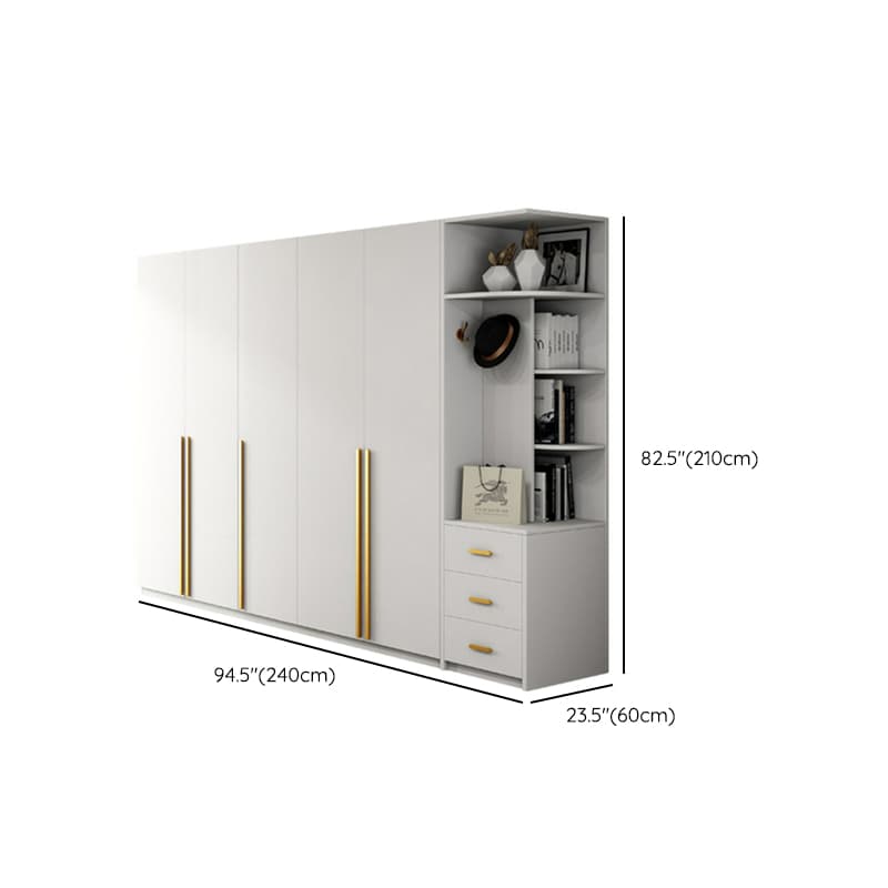 Simple Lumber White Wardrobe Armoire with Interior Shelves & Clothing Rack & Soft Close Drawer & Soft Close Door thumbnail 19