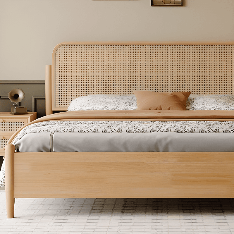 Natural Color Solid Color Panel Bed for Bedroom thumbnail 3