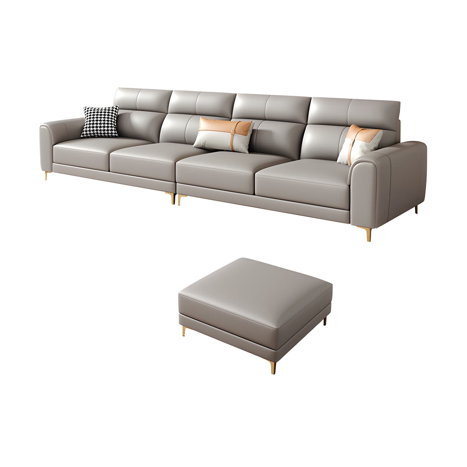 Modern Gray Faux Leather Sectional Sofa with Pillow Top Arms and Wood Frame thumbnail 11