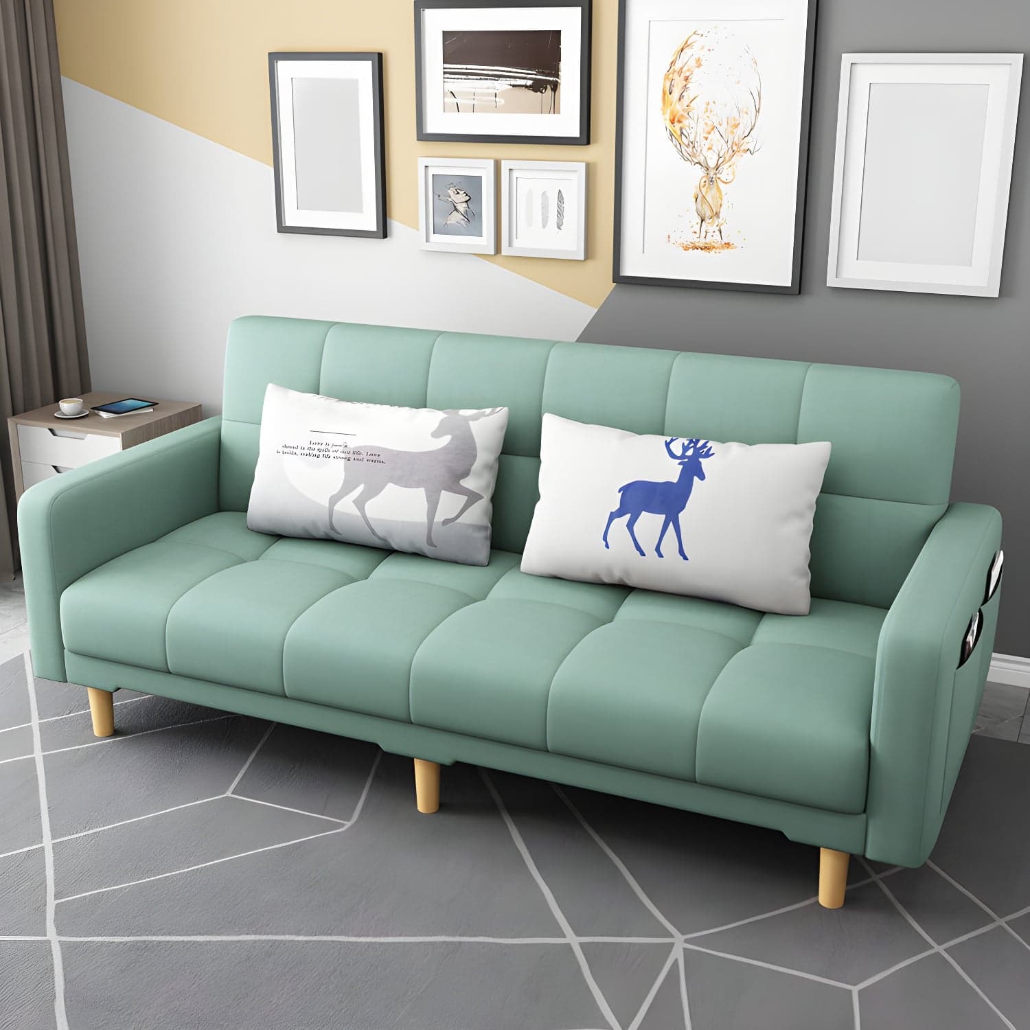 Square Arm Modern Storage Sofa with Biscuit Back Convertible Sofa for Living Room thumbnail 8