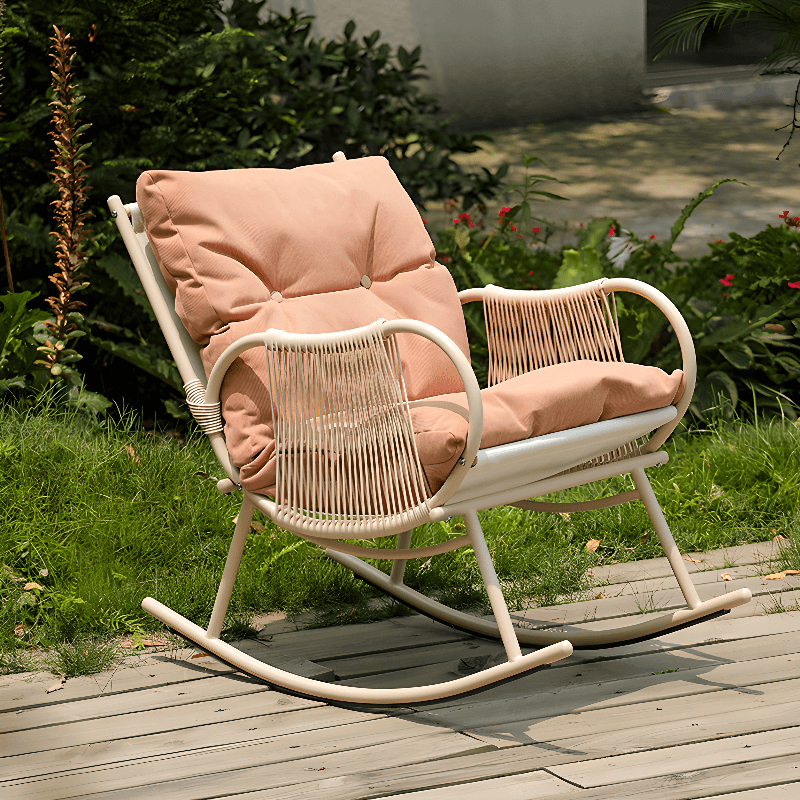 Art Deco Alloy Rocking Chair with Upholstered Track Arm thumbnail 8