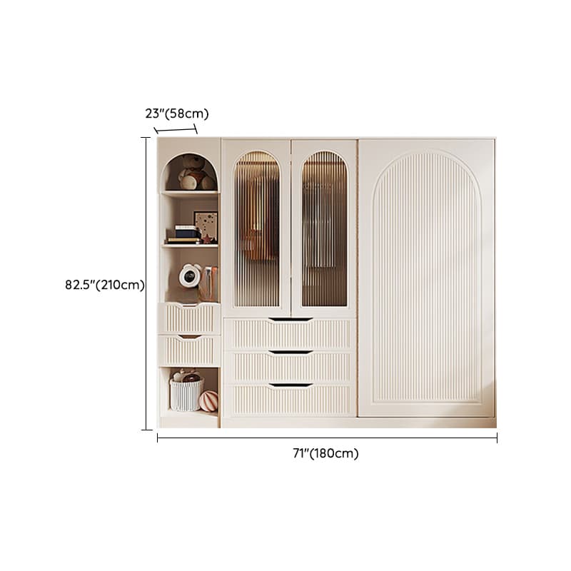 Chalk Almirah in Timber with Clothing Rod, 3 Cabinets/2 Cabinets and 5-Drawer/4-Drawer/3-Drawer in a Minimalist Style, 3-Shelf/2-Shelf Included/Not Included thumbnail 28