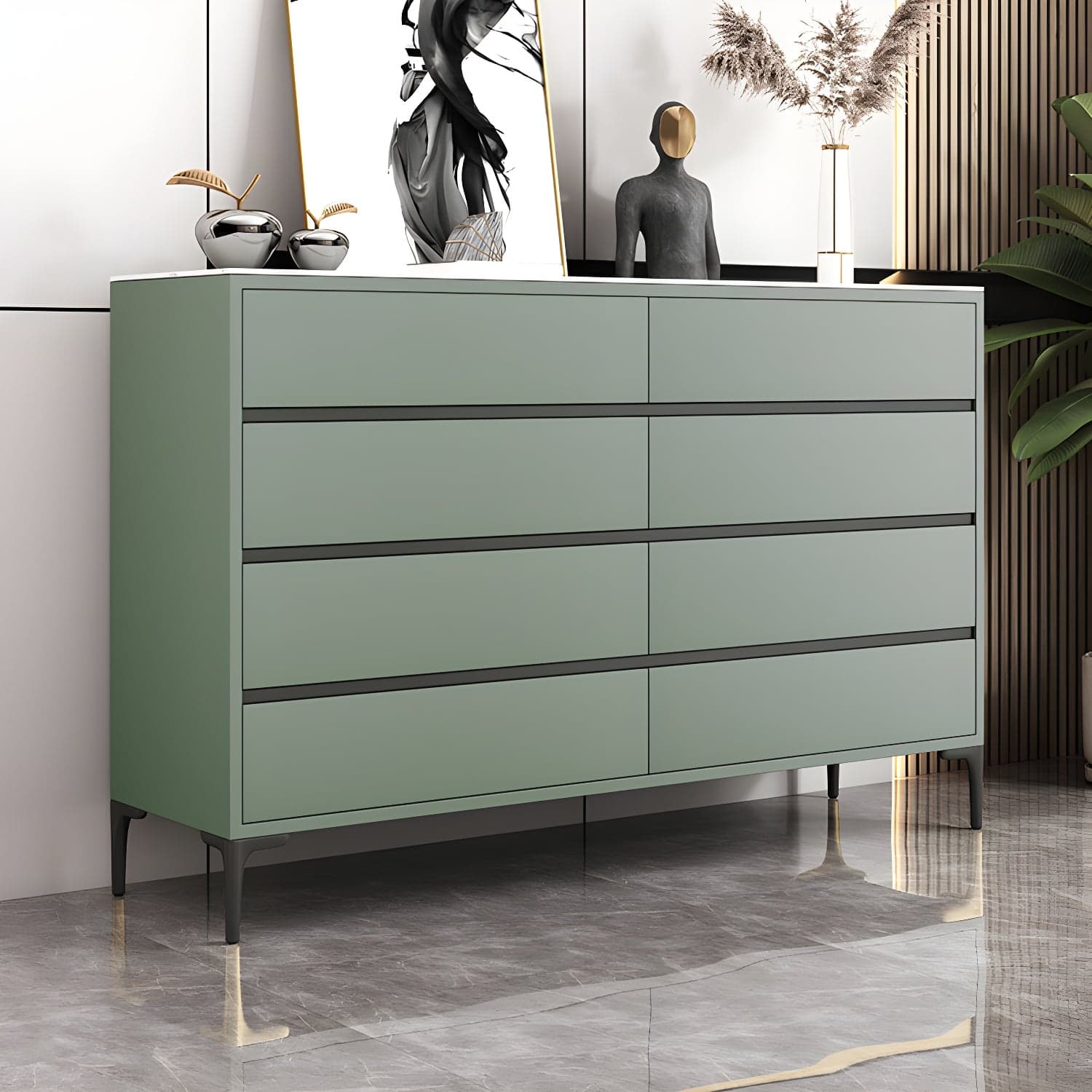 Glam Vertical Stone Storage Chest Bedroom Chest with 8 Drawers - image 7