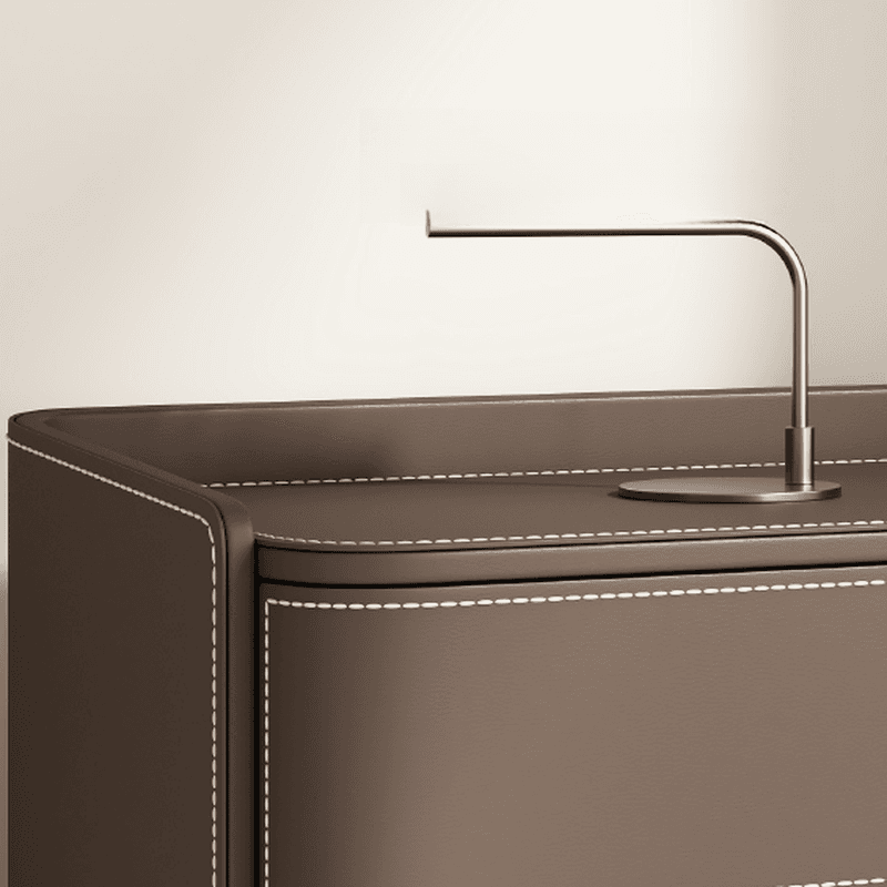 Contemporary 3 Tiers Genuine Leather Drawer Storage Bedside Table thumbnail 19