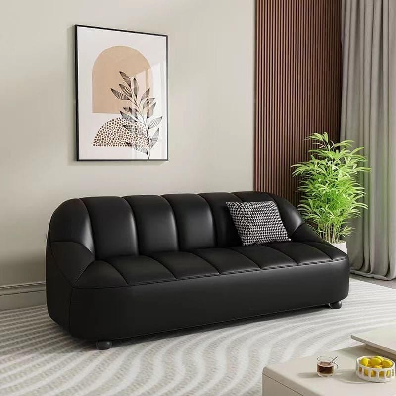 Tear Resistant Sofa Couch/Loveseat in PU Material with Black/Grey/Ivory Upholstery and 1 Pillow thumbnail 1