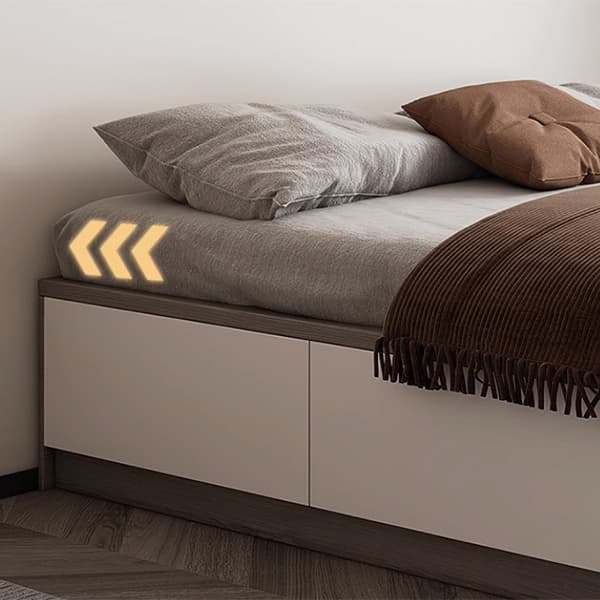 Brown Wood Lift Up Storage Bed with 3 Drawers and Solid Color Design thumbnail 7