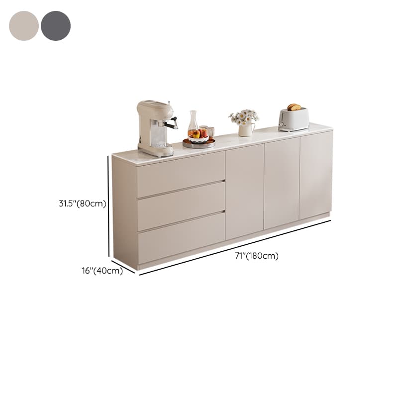 Standard/Wide Modish Adaptable Shelf Sideboard with Pantry Hutch and Sintered Stone Countertop, 3 Drawers/2 Drawers/Single Drawer & 3 Doors/4 Doors thumbnail 12