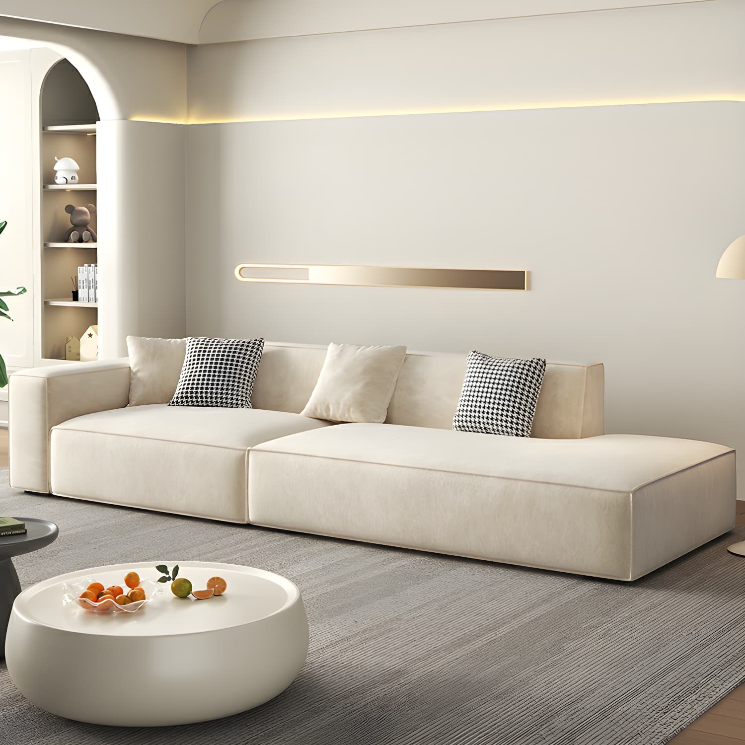 Elegant Sectional with Synthetic Upholstery in Moderate-Gray Tone and Built-in Charging Ports thumbnail 10