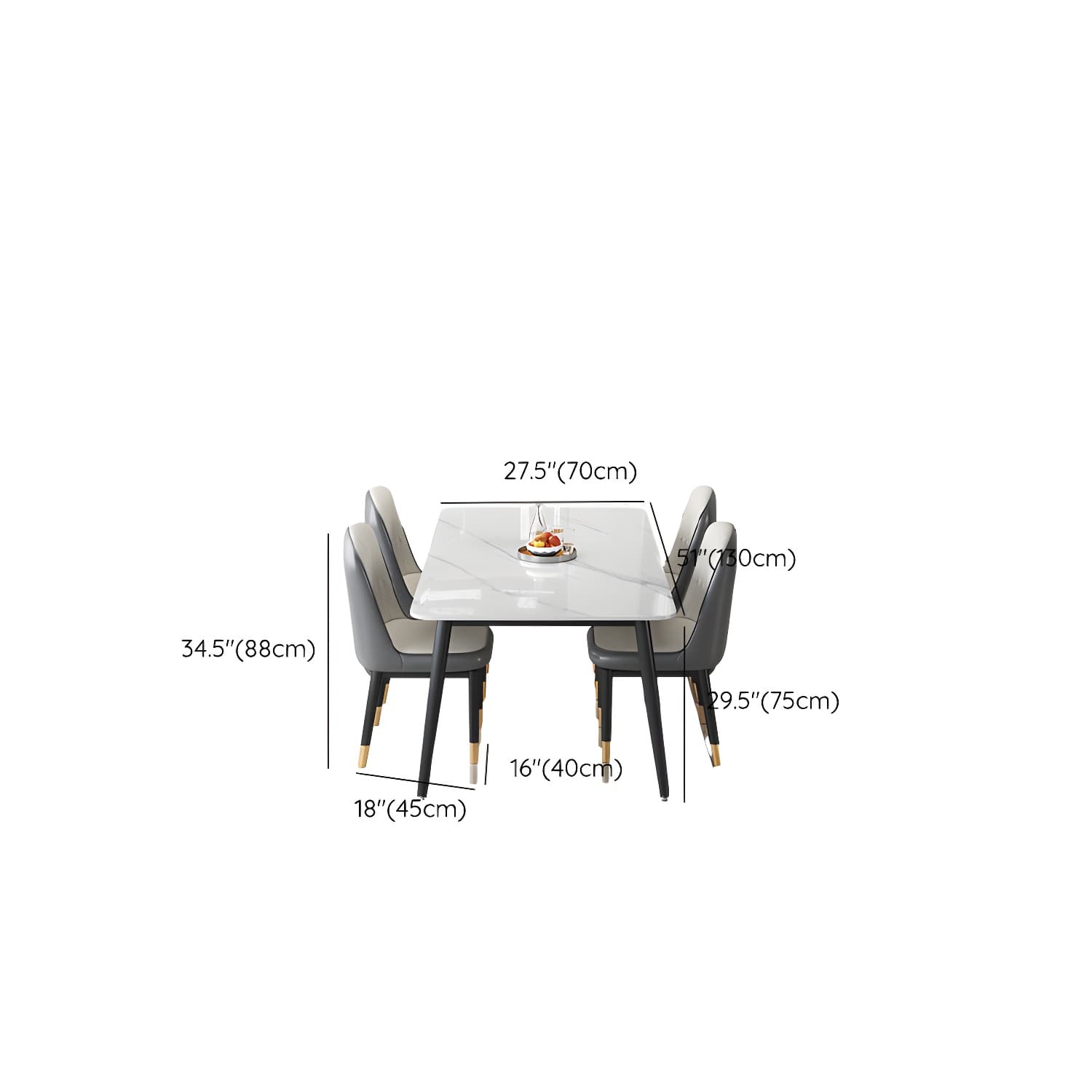 Rectangular White Stone Top Dining Set with Upholstered Chairs thumbnail 7
