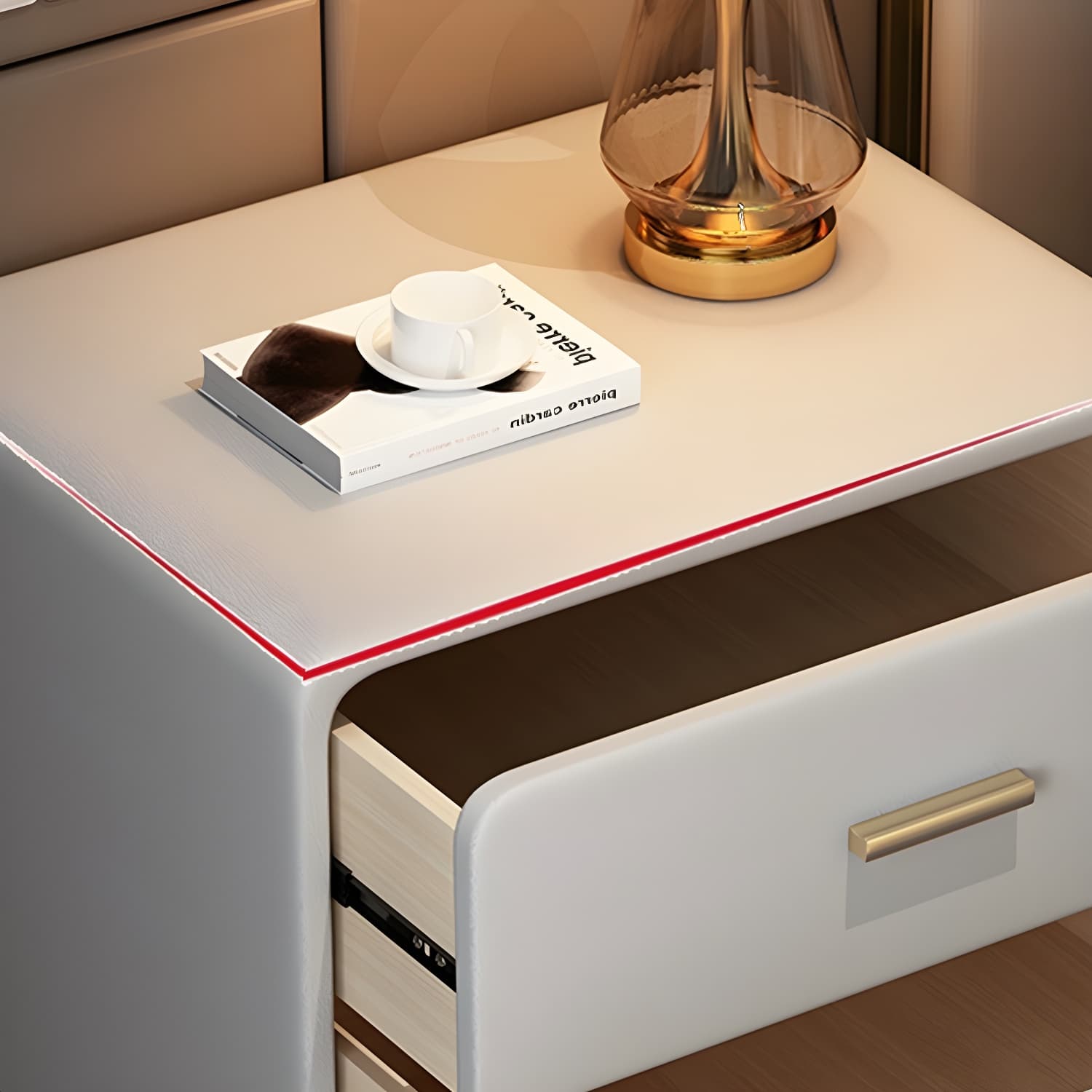 Faux Leather Modern Nightstand with Drawer Storage - Small Size, 2 Drawers thumbnail 20