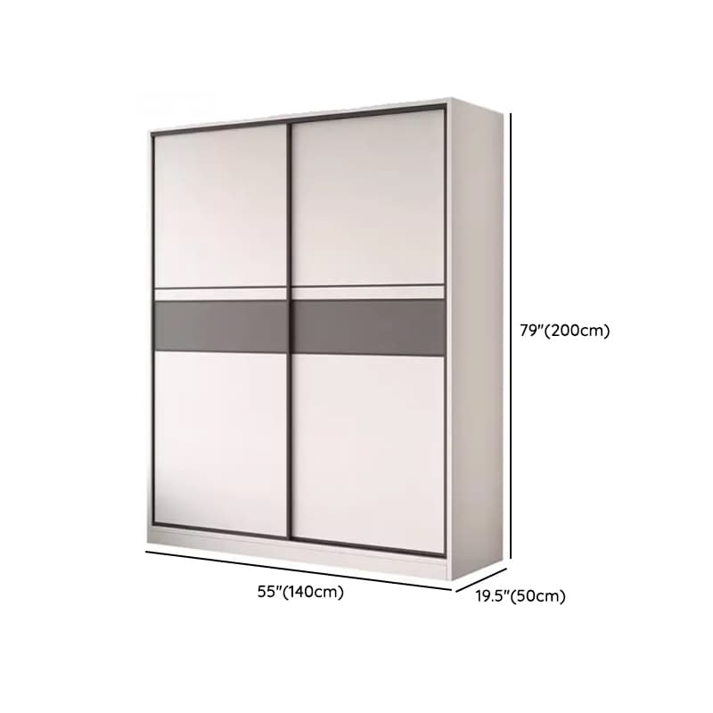 White Minimalist Manufactured Wood Wardrobe Closet with Interior Shelves and Clothing Rod thumbnail 15