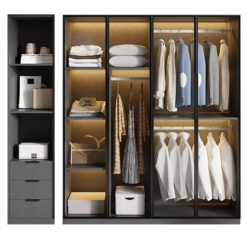 Ink Casual Lumber Wardrobe with Soft Close Door, Interior Shelves, and Hanging Rod thumbnail 5