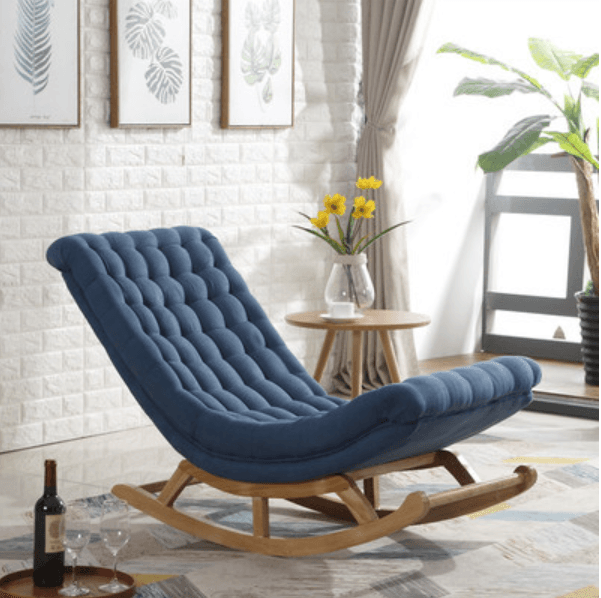 Cocoa/Azure/Olive Green Casual Rocking Chair Couch with Ottoman thumbnail 4