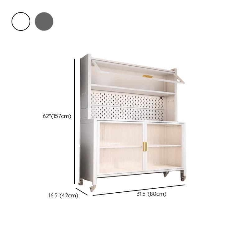 Narrow Steel Countertop Sideboard with Wheels, Cupboard, Changeable Shelf, and 3/4 Doors thumbnail 10