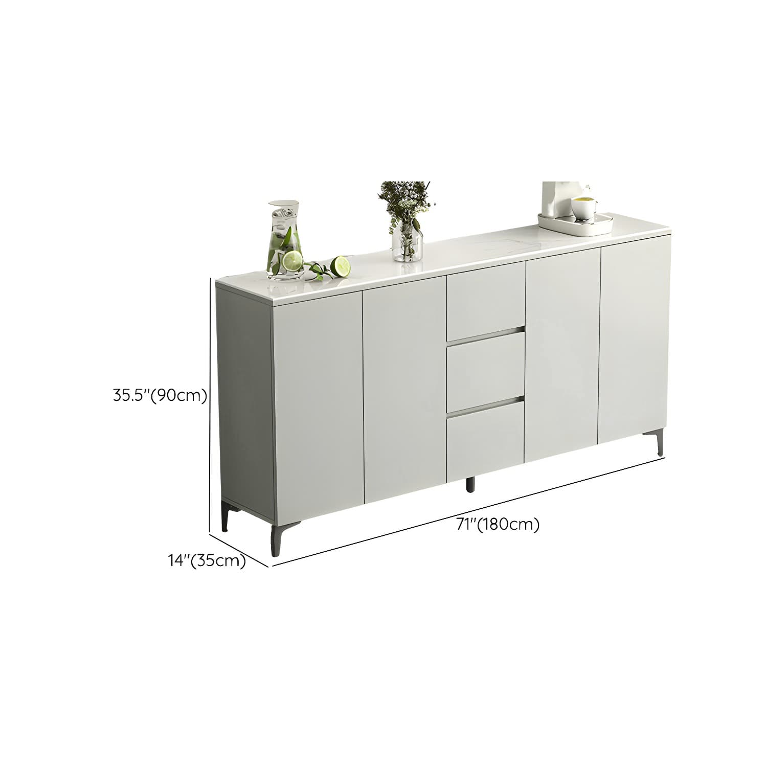 Contemporary Living Room Stone Top Sideboard with Doors and Drawers thumbnail 18