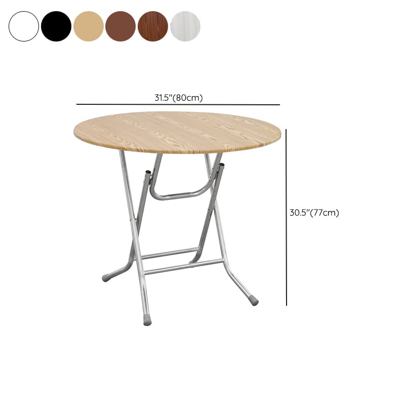 Art Deco Sepia/Natural Color/Cream Rounded Dining Table with Timber Top, Portable and Collapsible for 2 People thumbnail 17