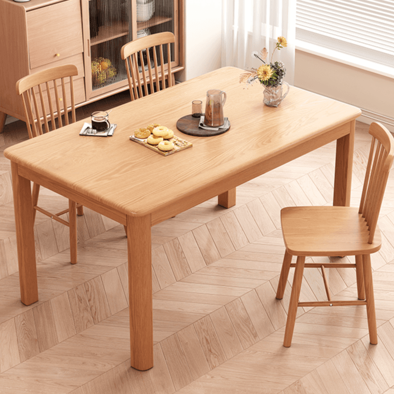 Minimalist Rectangular Dining Table Set with 4 Legs and Natural Wood Top, Featuring Back Seat thumbnail 5