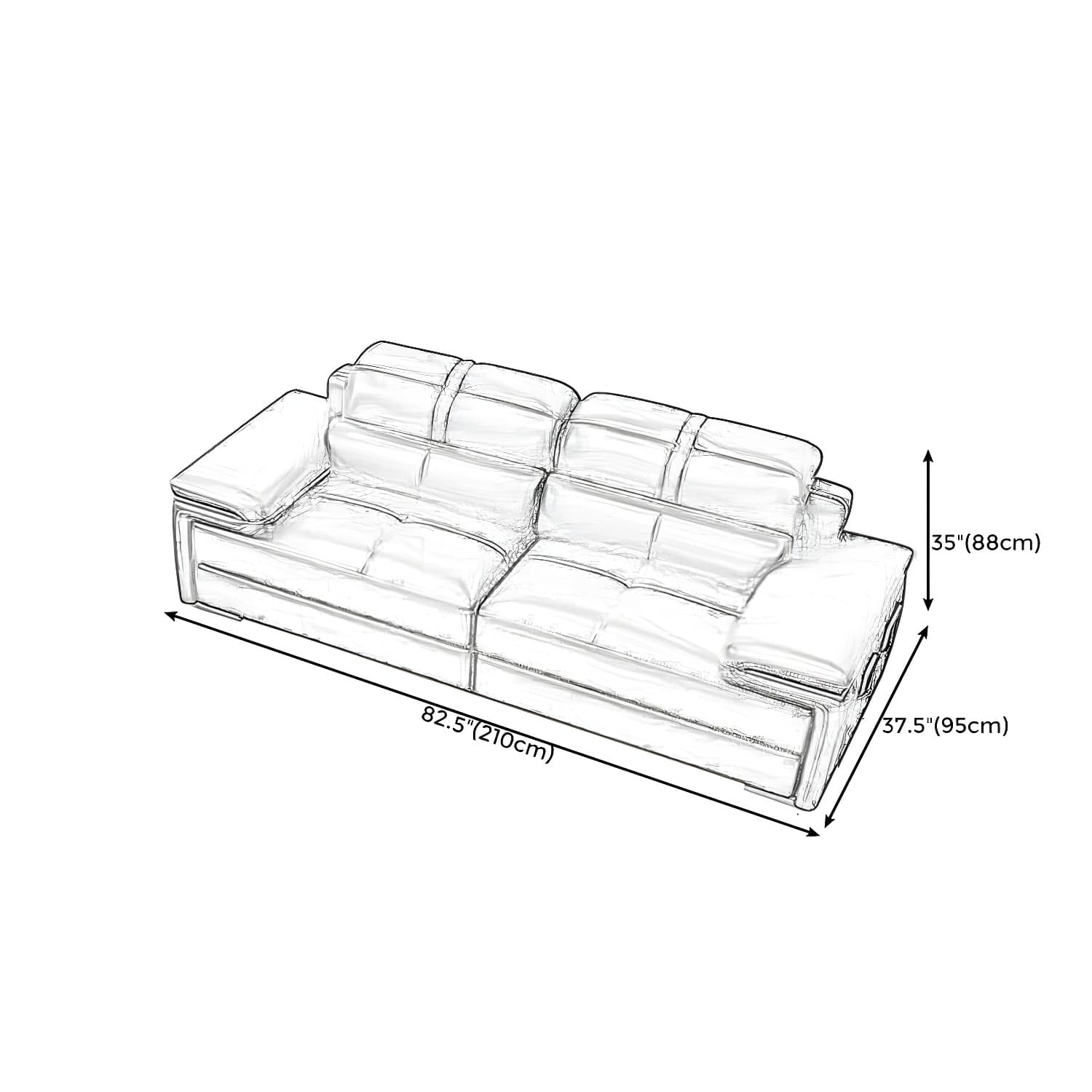 Genuine Leather Sectional 34.65"High Pillow Top Arm Sofa with Storage, Blue thumbnail 14
