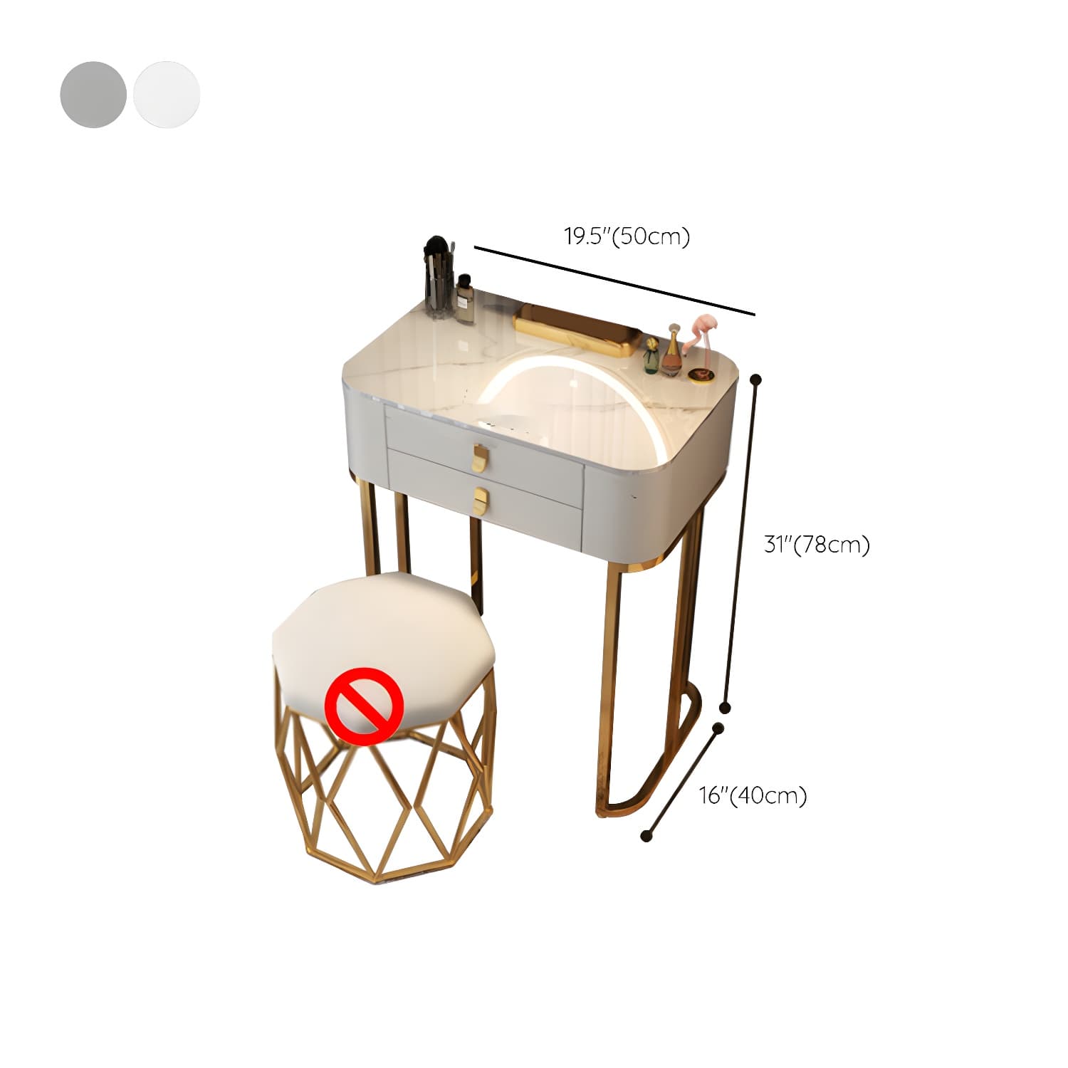 Luxurious Vanity Dressing Table Solid Wood Vanity Set with Stool and Mirror thumbnail 18
