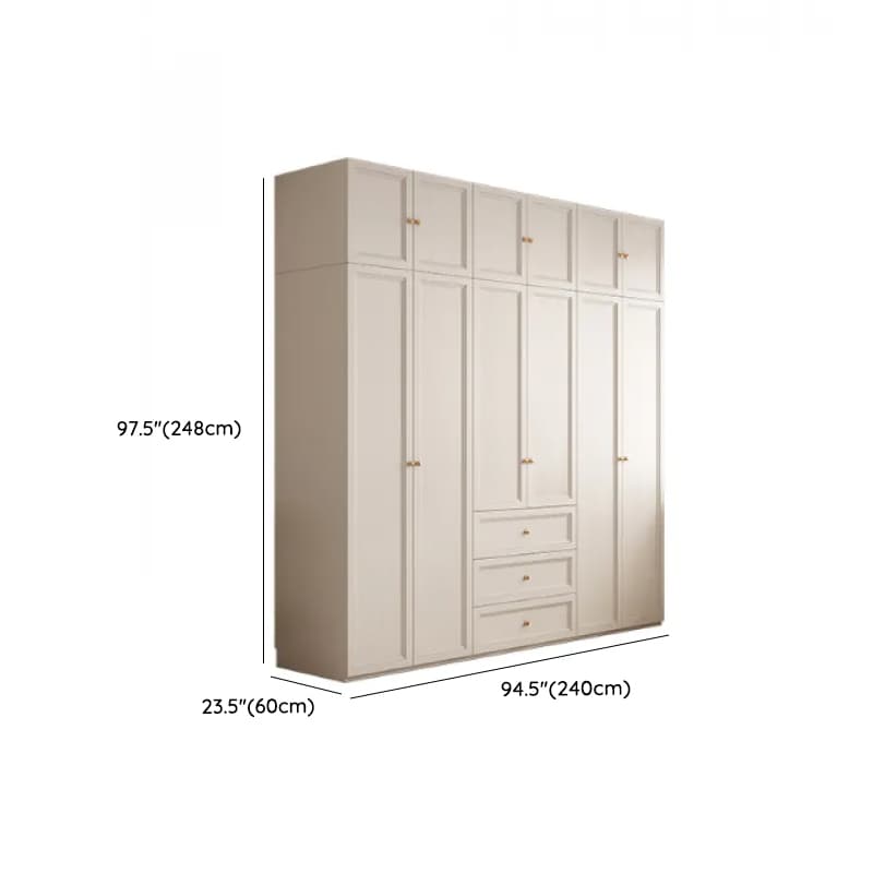 White Minimalist Laminate Wardrobe Closet with 3-Drawer, Soft Close Door, Interior Shelves, and Clothing Rod thumbnail 17