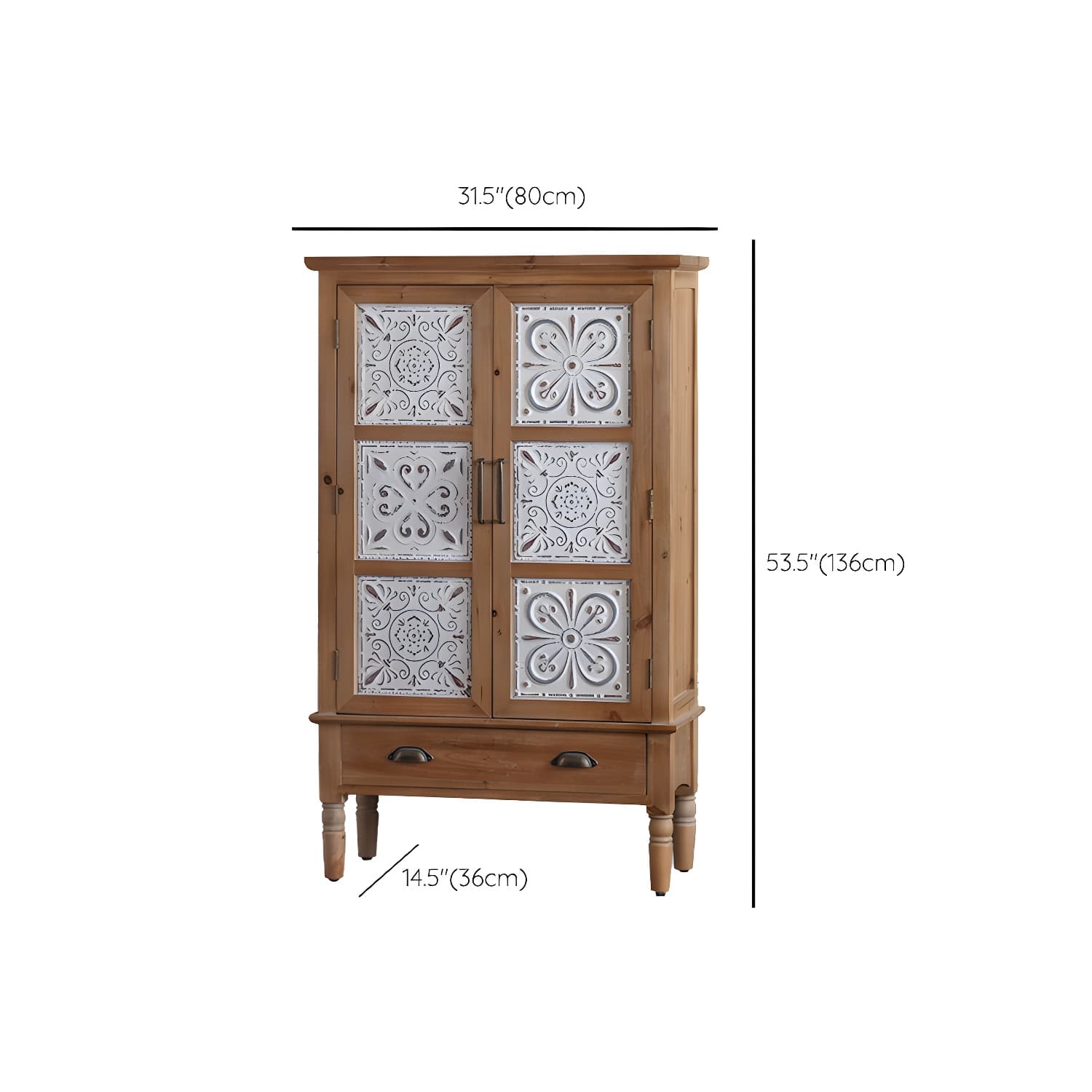 Industrial Accent Cabinet in Natural with Solid Wood Door and Drawers thumbnail 14