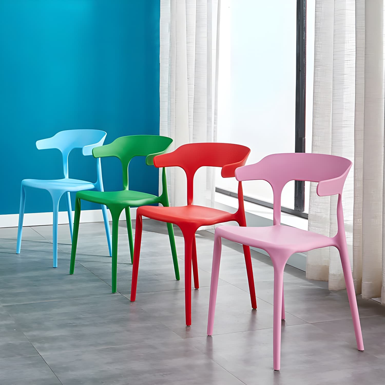 Glam Plastic Side Chair Matte Finish Open Back Dining Chair for Dinning Room thumbnail 27