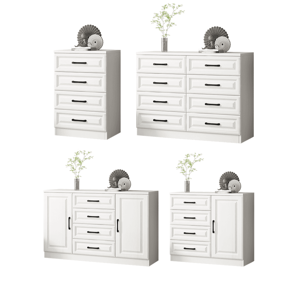 Modern Standalone Timber Utility Cabinet with Storage Drawer and Pull Bars in White thumbnail 4