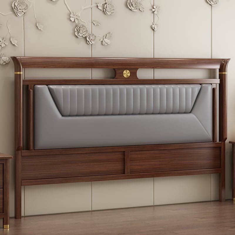 Trendy Panel Headboard in Natural Wood with No Distressing, Rectangle Shape for King/Queen/Full Bed, Featuring Sponge Upholstery and Standard Height