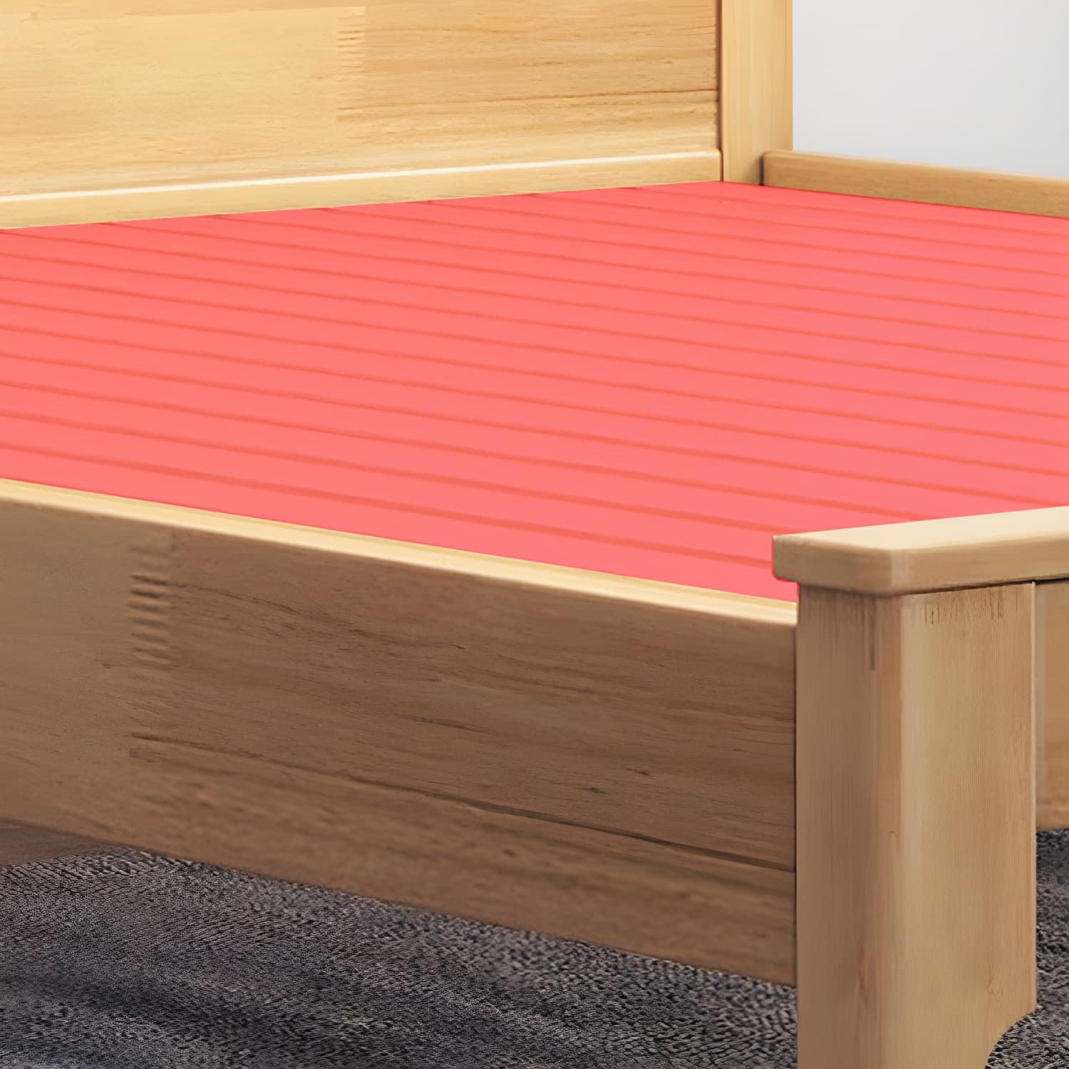 Scandinavian Solid Wood Bed with Rectangle Headboard and 4 Legs thumbnail 8