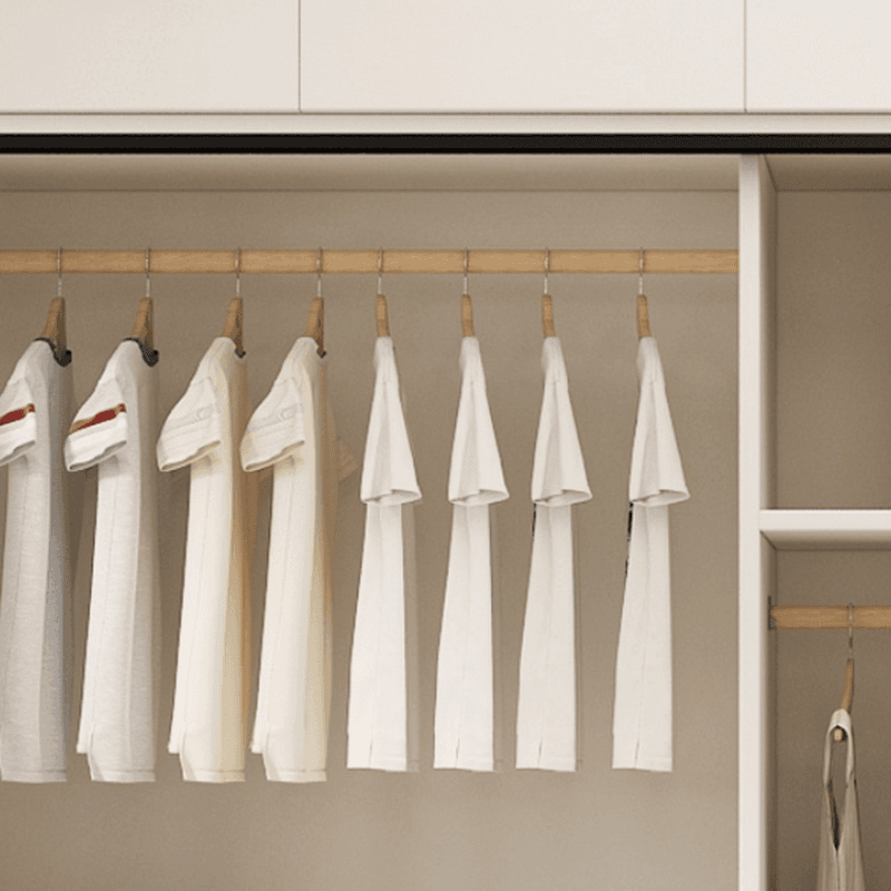 Chalk Modern Timber Self-supporting Wardrobe with Soft Close Door and Clothing Rod, Slipping Mechanism thumbnail 8
