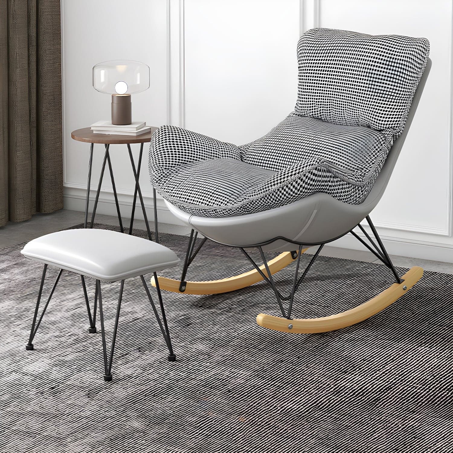 Solid Wood Rocking Chair Contemporary Rocker Chair with Padded Seat thumbnail 3