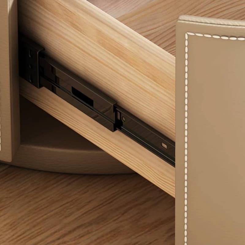 Modern Faux Leather Round Nightstand with 2 Drawers in Under 21 in. Narrow Size thumbnail 18