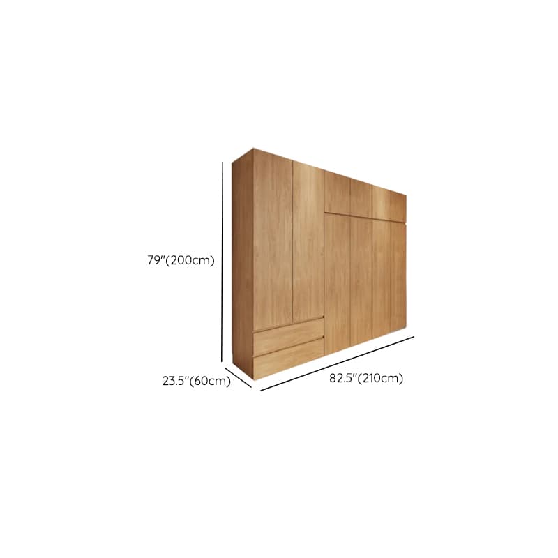 Wood Grain Minimalist Manufactured Wood Wardrobe Closet with 2 Drawers, Soft Close Door, Interior Shelves, and Clothing Rod thumbnail 21