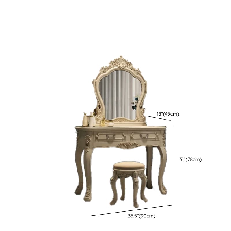 Standard/Small/Large Retro Cream Timber Vanity Set with Chair & Standing Mirror thumbnail 13