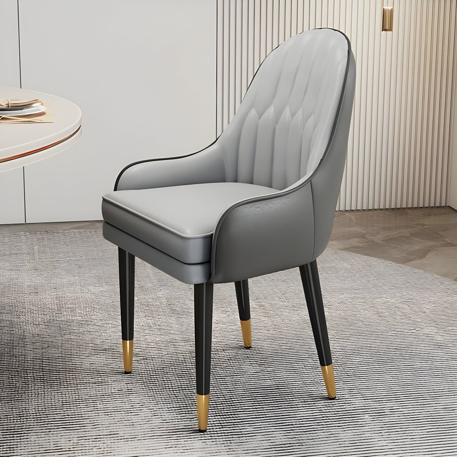 Glam Arm Chair with Upholstered Faux Leather, Solid Back, and Metal Legs thumbnail 17