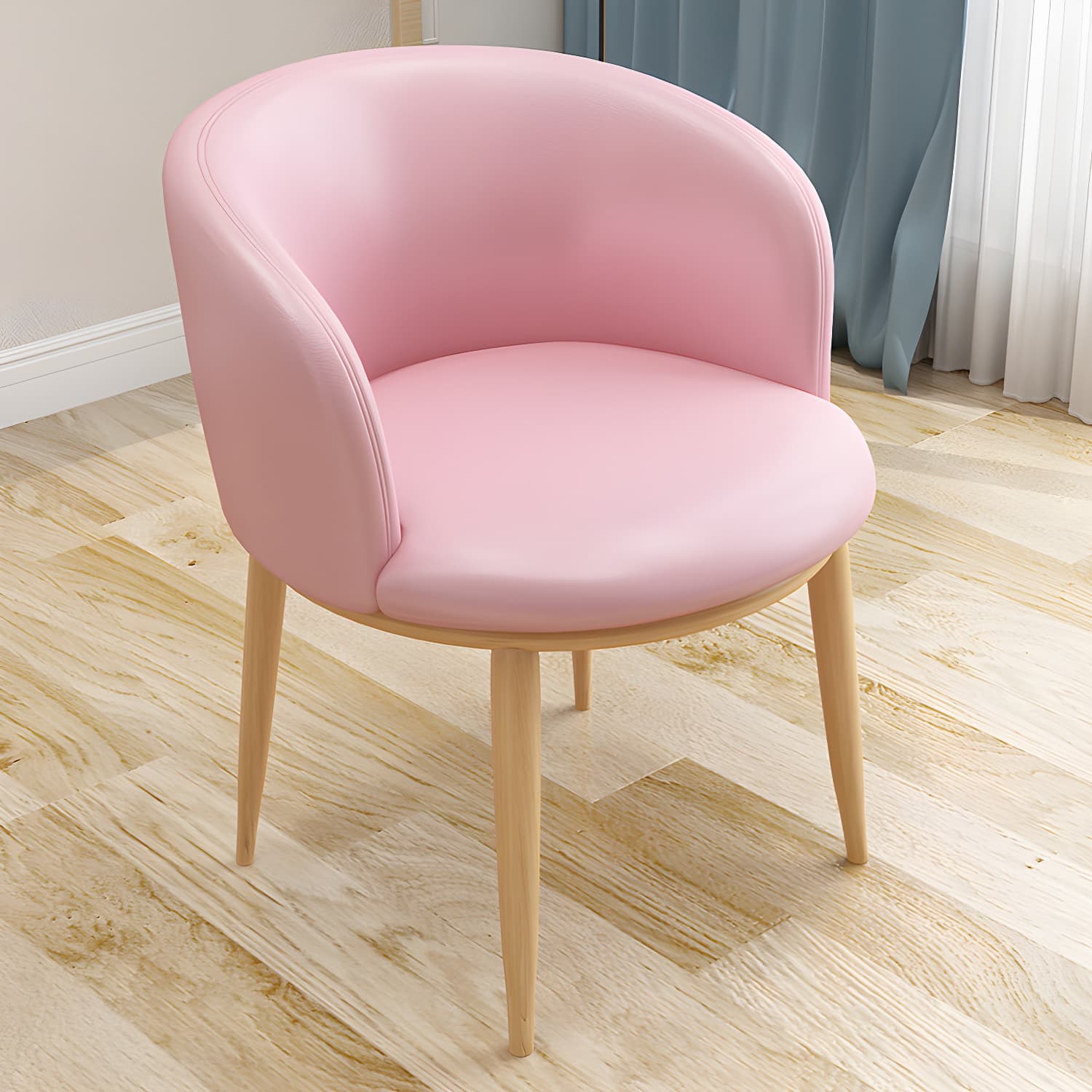 Faux Leather Contemporary Dining Chair with 4 Legs Matte Finish Solid Back Chair thumbnail 29