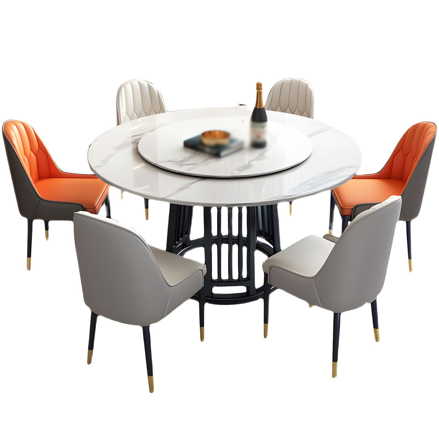 Modern 1/2/7 Pieces Dining Set Round Sintered Stone Dining Table for Dining Room thumbnail 5