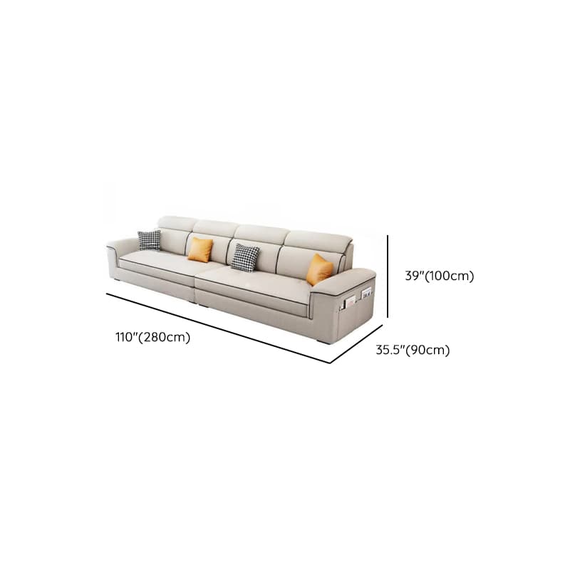 Casual L-Shape Stain Resistant Cream Sofa Recliner with Left/Right Hand Facing Square Arm and Chaise Component thumbnail 10