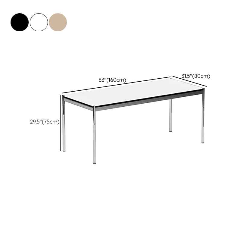 Fixed Table Standard Height Rectangular Dining Table for 8/4 People/6 People with Stainless Steel Legs and a Top in Engineered Wood in a Modern Simple Style thumbnail 12
