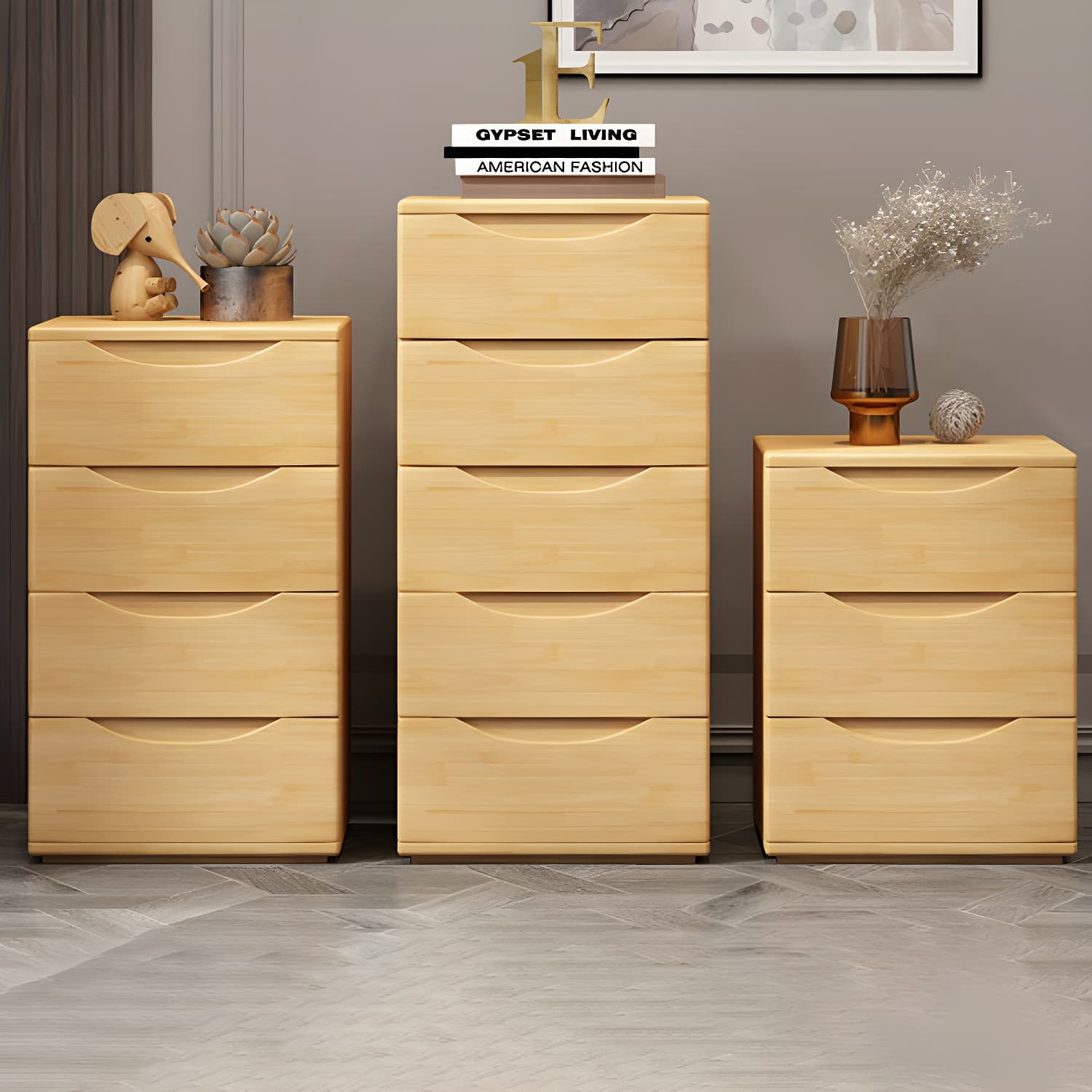 3 Drawers Contemporary Accent Table Nightstand Antique Finish Nightstand thumbnail 18