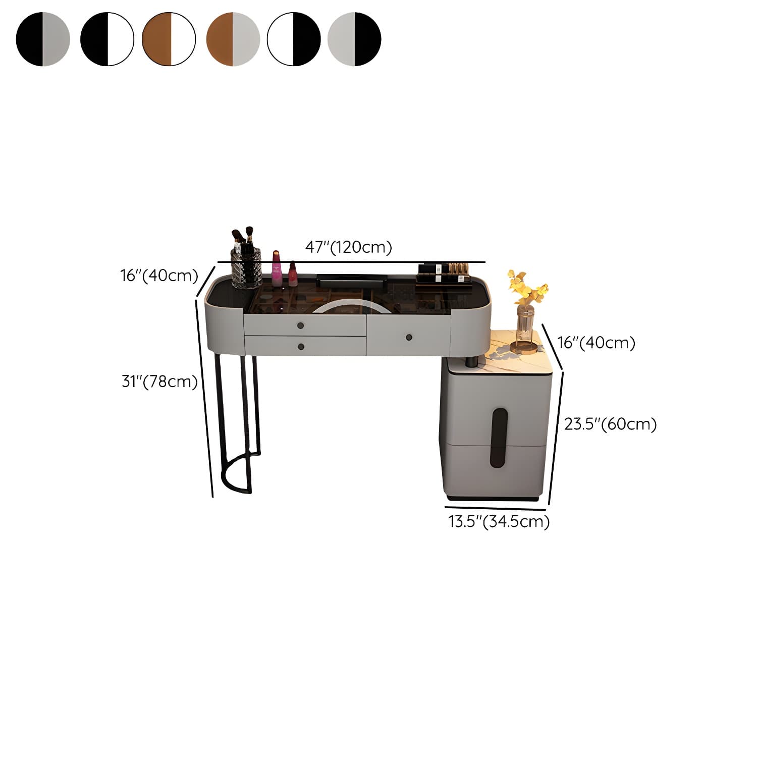 Contemporary Make-up Vanity with 4/5 Drawers,15.75 inch Wide thumbnail 26