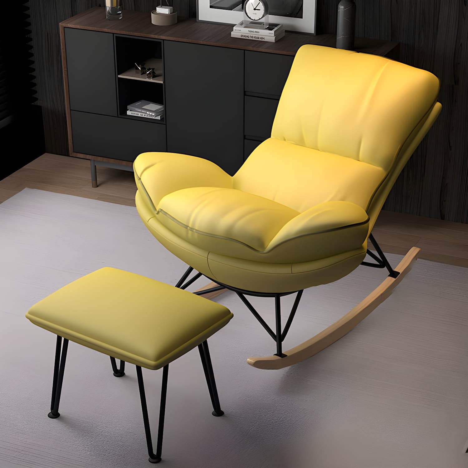 Modern Tufted Cushions Glider Spindle Children Glider with Ottoman thumbnail 14